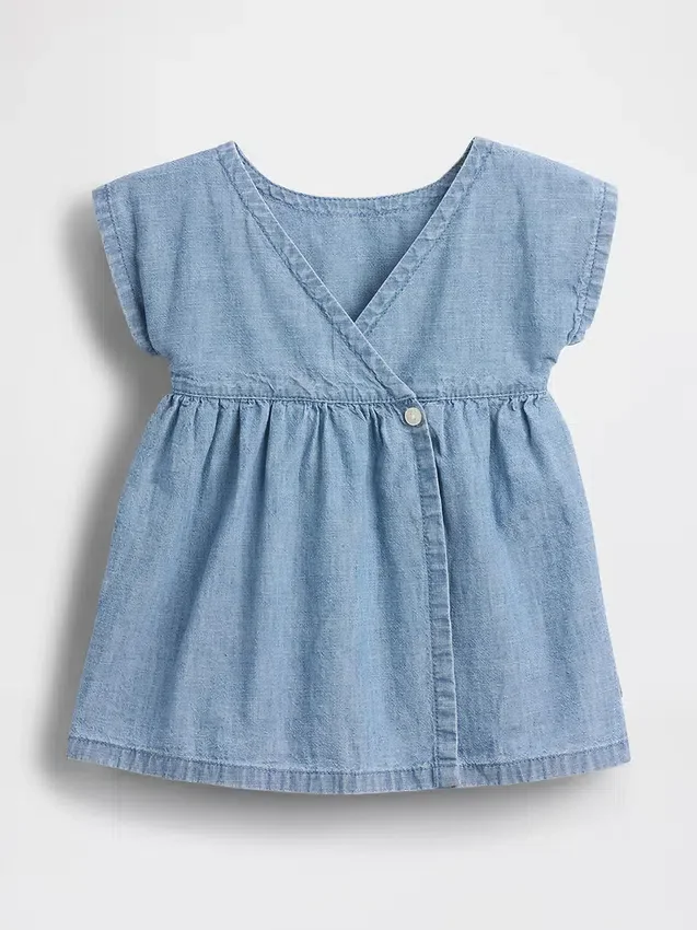 Baby-Denim-Kleid mit aufgestickten Taschen
