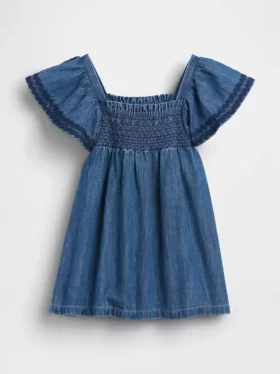 Baby-Denim-Kleid mit Smokarbeit
