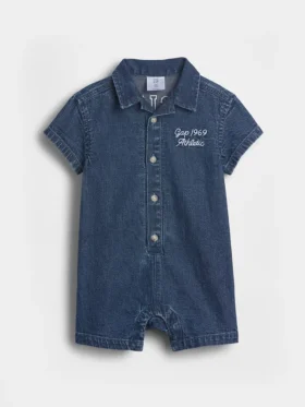 Baby-Denim-Shorty-Einteiler mit Gap Logo
