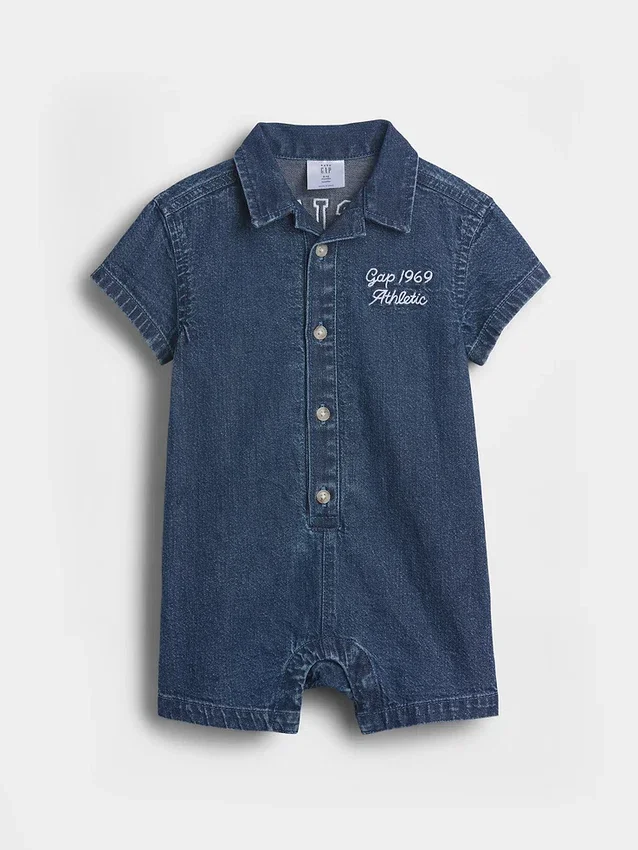 Baby-Denim-Shorty-Einteiler mit Gap Logo