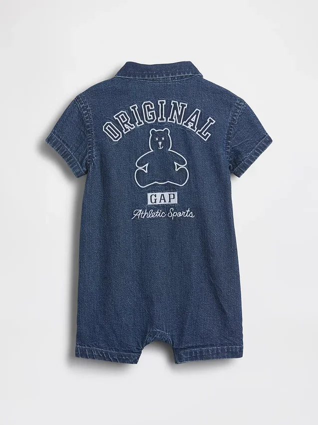 Baby-Denim-Shorty-Einteiler mit Gap Logo
