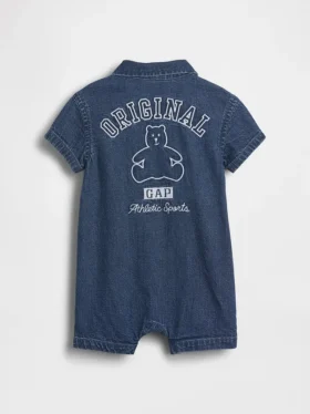 Baby-Denim-Shorty-Einteiler mit Gap Logo