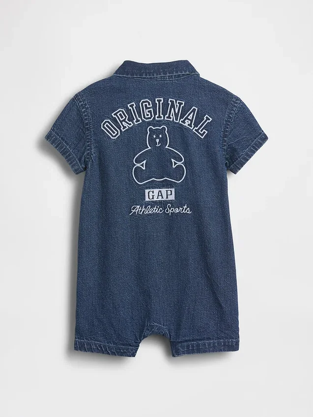 Baby-Denim-Shorty-Einteiler mit Gap Logo