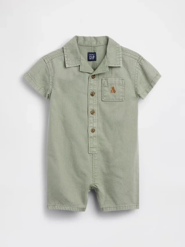 Baby-Denim-Shorty-Einteiler mit Tasche