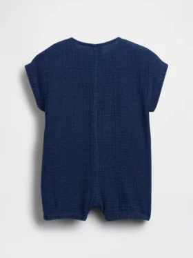 Baby-Einteiler aus Baumwollgaze und Denim