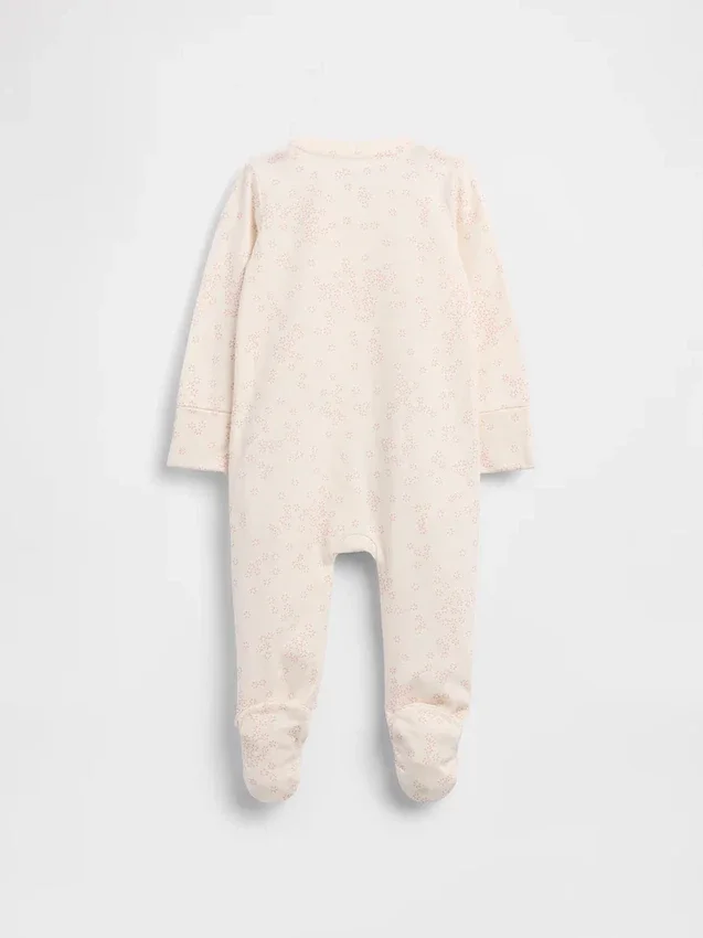 Baby-Einteiler aus Bio-Baumwolle mit Blumenmuster und Fußteil