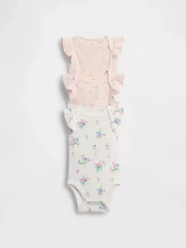 Baby First Favorites Tinyrib-Bodys mit Rüschen (3er-Pack)