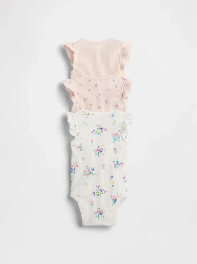 Baby First Favorites Tinyrib-Bodys mit Rüschen (3er-Pack)