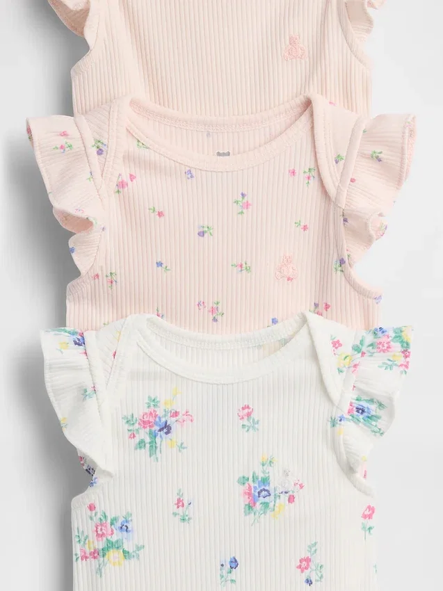 Baby First Favorites Tinyrib-Bodys mit Rüschen (3er-Pack)