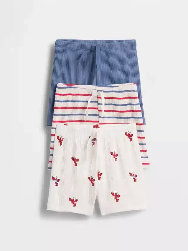 „Baby First Favorites“ Tinyrib-Streifen-Shorts zum Hineinschlüpfen (3er-Pack)