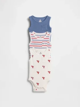 Baby First Favorites Tinyrib-Tank-Bodys mit Tasche (3er-Pack)