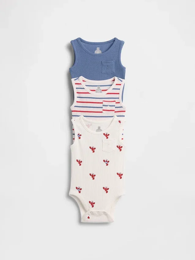 Baby First Favorites Tinyrib-Tank-Bodys mit Tasche (3er-Pack)
