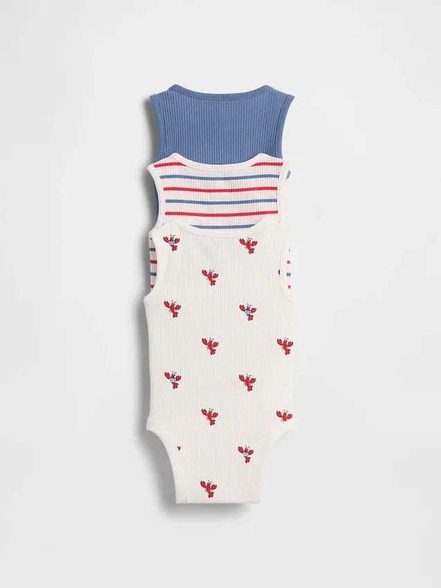 Baby First Favorites Tinyrib-Tank-Bodys mit Tasche (3er-Pack)