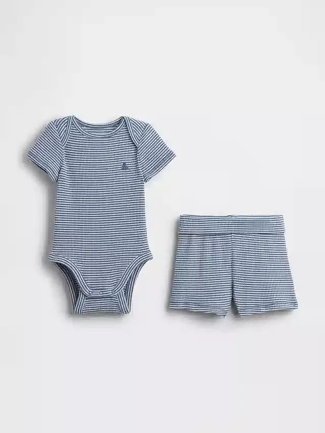 Baby „Grow-With-Me“-Set mit Shorts aus feinem Rippstrick
