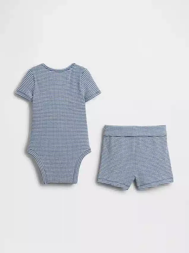 Baby „Grow-With-Me“-Set mit Shorts aus feinem Rippstrick