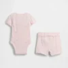 Baby „Grow-With-Me“-Set mit Shorts aus feinem Rippstrick