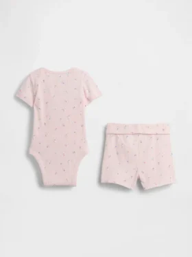Baby „Grow-With-Me“-Set mit Shorts aus feinem Rippstrick