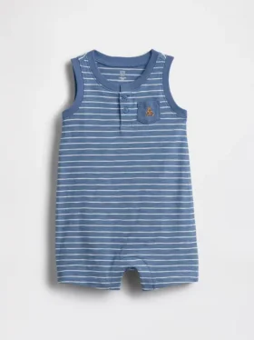 Baby-Henley-Shorty-Einteiler aus Bio-Baumwolle