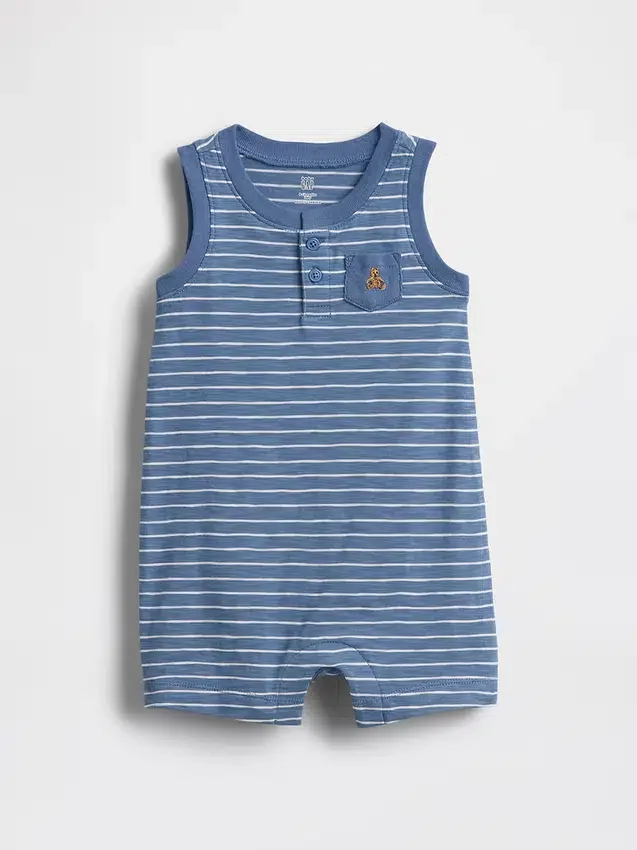 Baby-Henley-Shorty-Einteiler aus Bio-Baumwolle