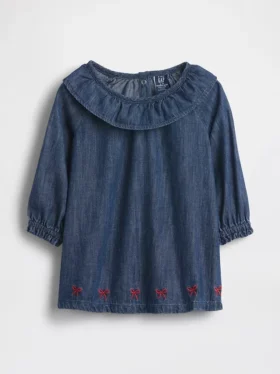 Baby-Jeans-Kleid mit Rüschenkragen