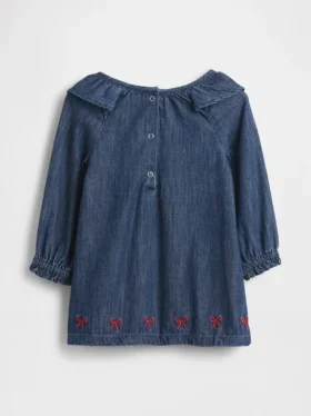 Baby-Jeans-Kleid mit Rüschenkragen