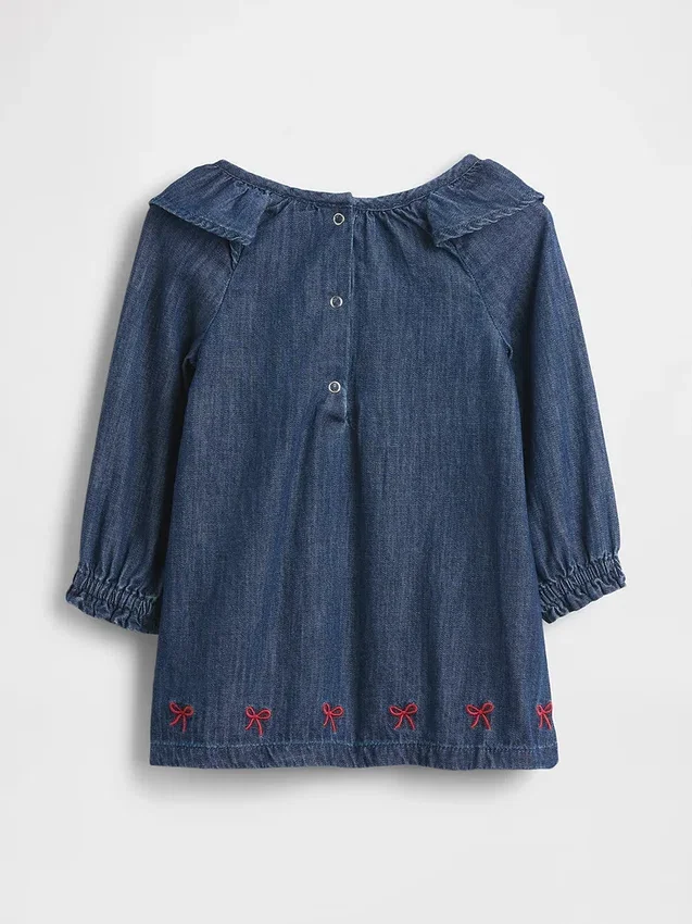 Baby-Jeans-Kleid mit Rüschenkragen