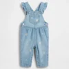 Baby-Jeans-Latzhose mit Blumenstickerei