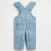 Baby-Jeans-Latzhose mit Blumenstickerei