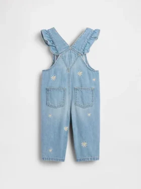 Baby-Jeans-Latzhose mit Blumenstickerei