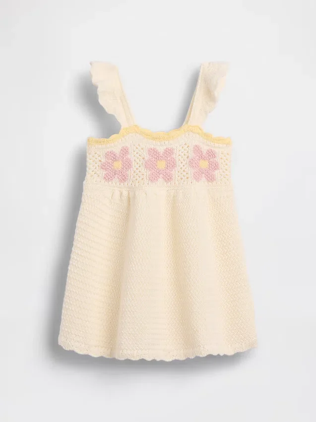 Baby-Kleid mit gehäkelten Blumen