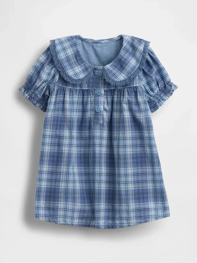 Baby-Kleid mit Kragen und Karomuster
