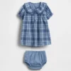 Baby-Kleid mit Kragen und Karomuster