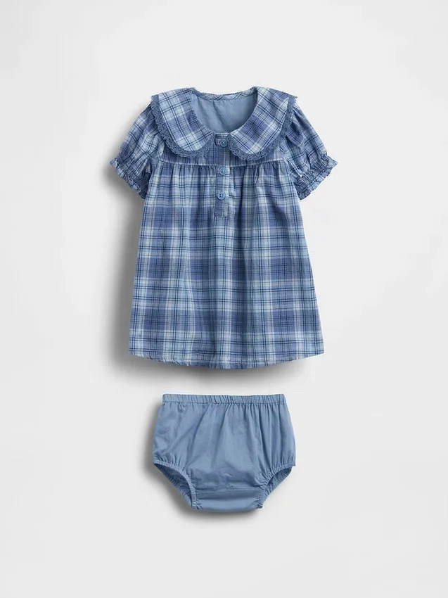 Baby-Kleid mit Kragen und Karomuster