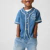 Baby & Kleinkind-Baseballhemd aus Denim mit Varsity-Logo