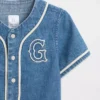 Baby & Kleinkind-Baseballhemd aus Denim mit Varsity-Logo