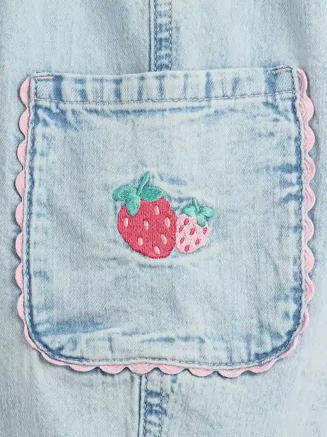 Baby & Kleinkind-Cargo-Jeans im Barrel-Schnitt mit Erdbeer-Applikation