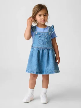 Baby & Kleinkind-Jeans-Overall mit Bären-Aufnäher
