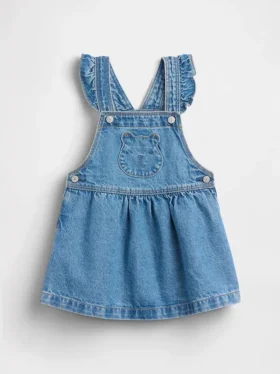 Baby & Kleinkind-Jeans-Overall mit Bären-Aufnäher