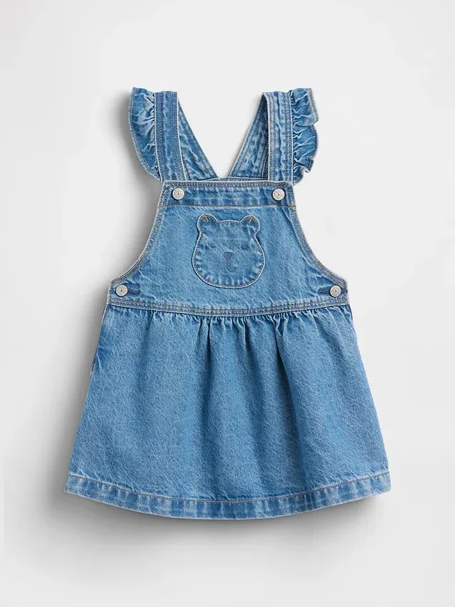 Baby & Kleinkind-Jeans-Overall mit Bären-Aufnäher