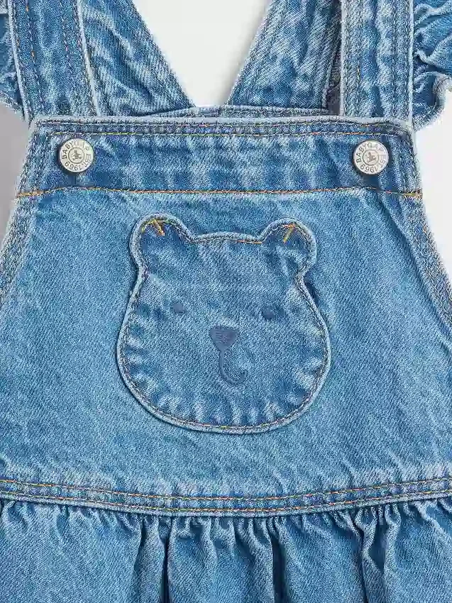 Baby & Kleinkind-Jeans-Overall mit Bären-Aufnäher