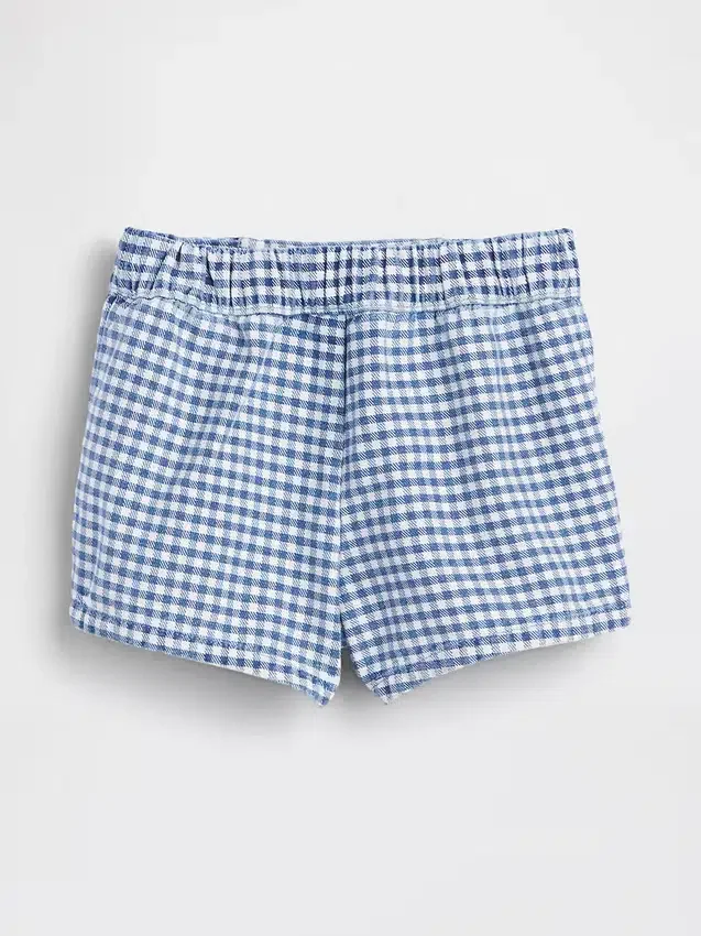 Baby & Kleinkind-Jeans-Shorts im Matrosen-Gingham-Look zum Hineinschlüpfen