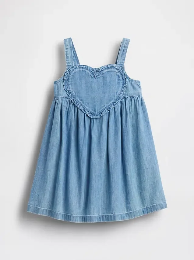 Baby & Kleinkind-Jeanskleid mit Herz-Trägerhemd