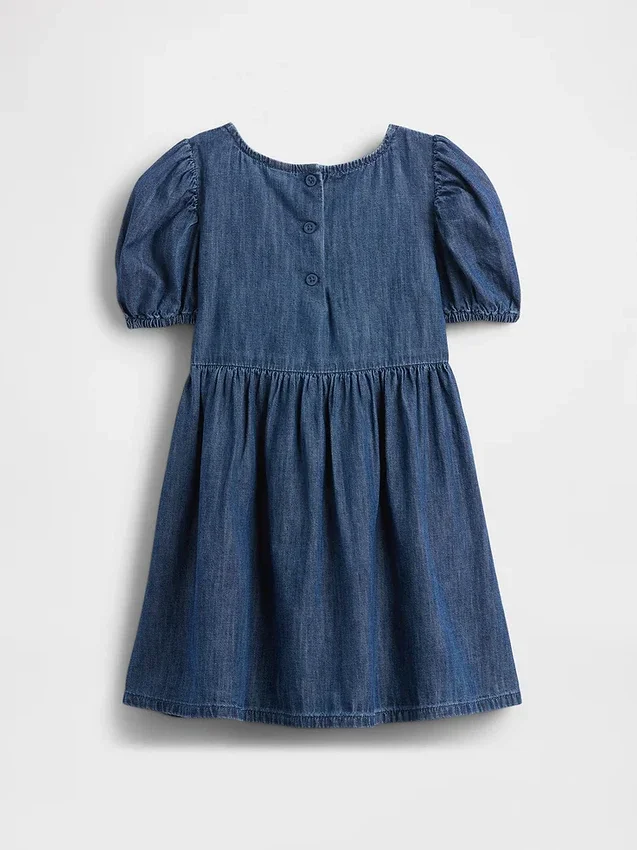 Baby & Kleinkind-Jeanskleid mit Puffärmeln und Schleife