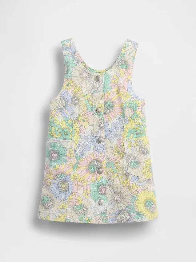 Baby & Kleinkind-Jumperkleid aus Denim mit Blumenmuster