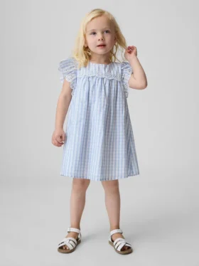 Baby & Kleinkind-Kleid aus Gingham mit Lochstickerei