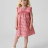 Baby & Kleinkind-Kleid aus Leinen-Baumwolle im Gingham-Muster im Matrosenstil