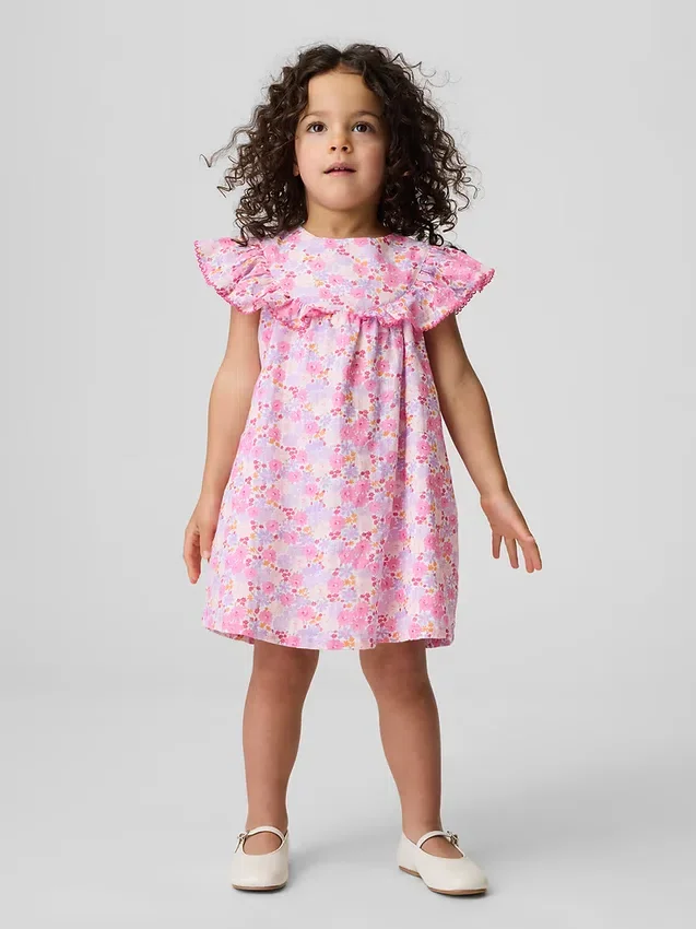 Baby & Kleinkind-Kleid mit Blumenmuster und Rüschen