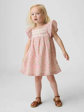 Baby & Kleinkind-Kleid mit Flatterärmeln und Blumenmuster