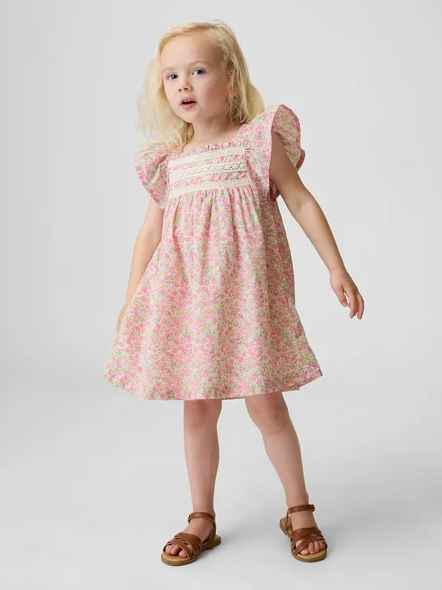 Baby & Kleinkind-Kleid mit Flatterärmeln und Blumenmuster