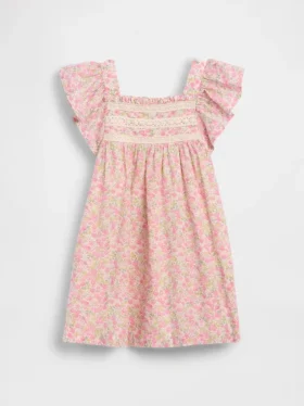 Baby & Kleinkind-Kleid mit Flatterärmeln und Blumenmuster